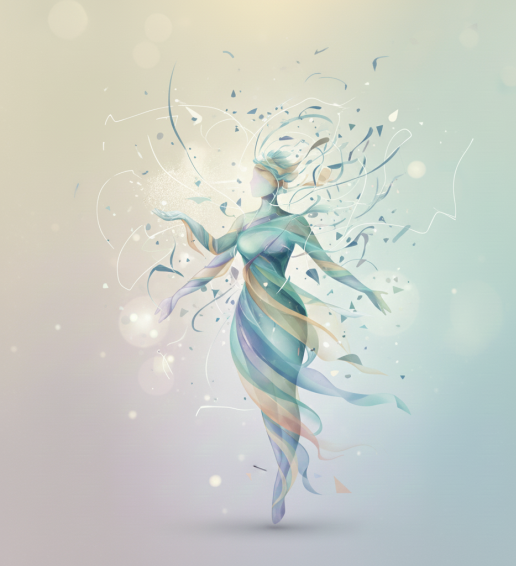 Abstract illustration representing generalised anxiety disorder, showing a human figure surrounded by flowing shapes to symbolise constant worry and mental overload