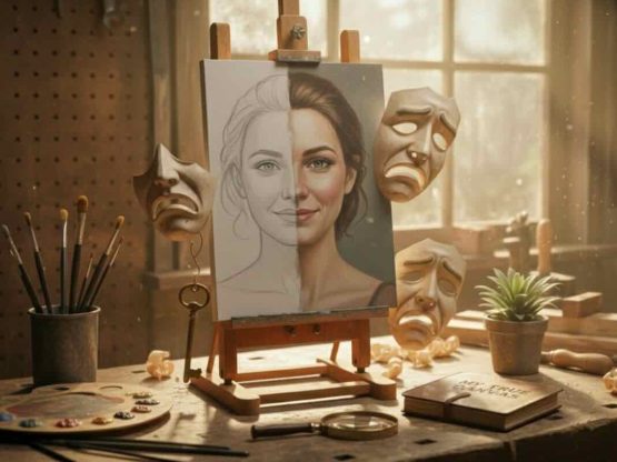 Abstract illustration representing impostor syndrome and self doubt