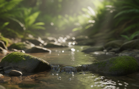 A calm woodland stream representing stress reduction, emotional overload, and finding balance through counselling.